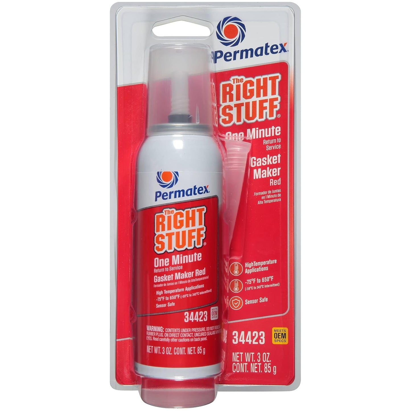 Permatex 34423 Right Stuff 1 Minute Red High Temperature Gasket Maker 3 oz