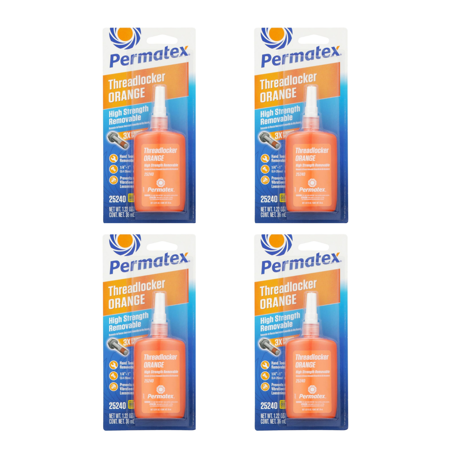 Permatex 25240 High Strength Removable Threadlocker Orange Liquid 36 ml