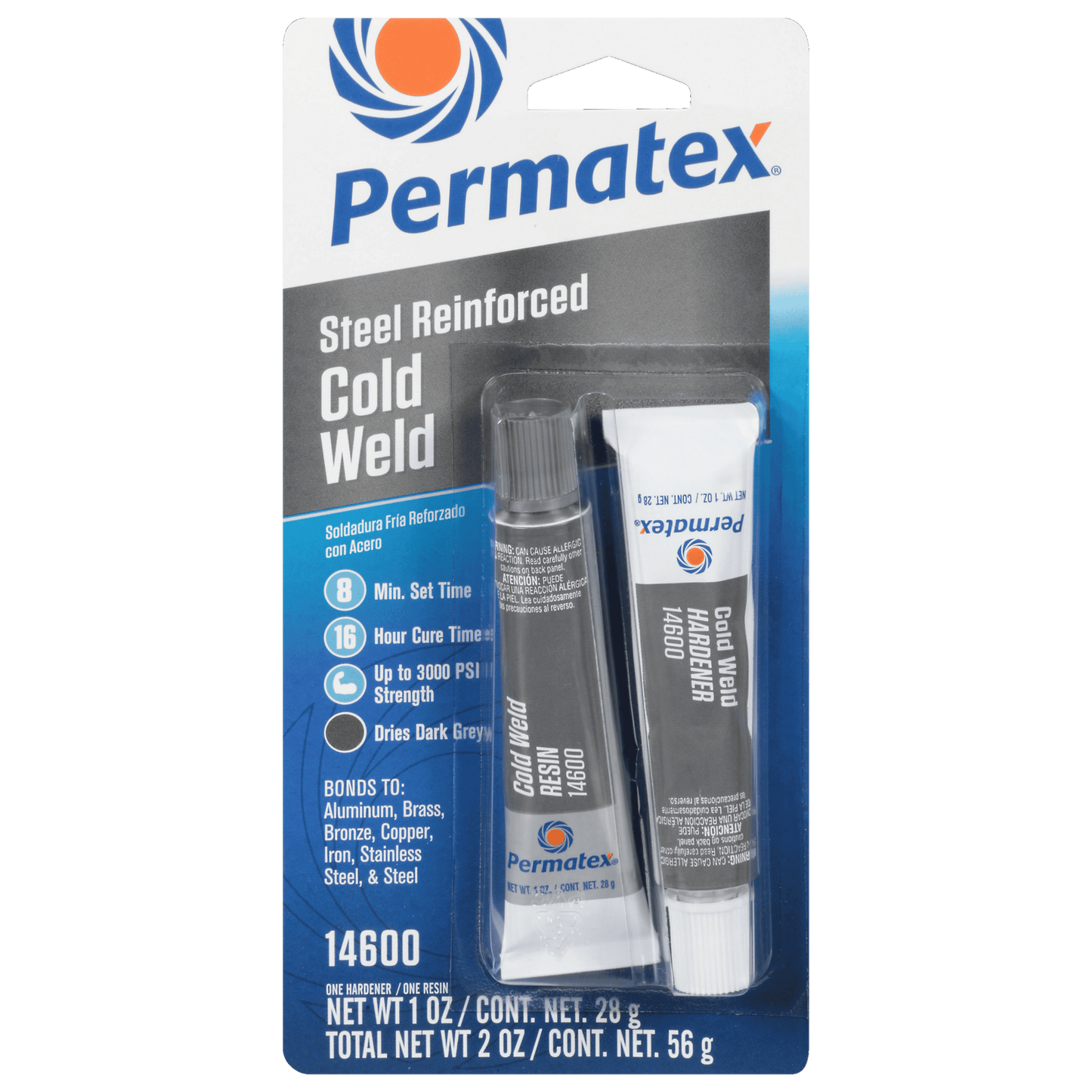 Permatex 14600 - Cold Weld 2 Part Epoxy 2oz 2oz (1oz Resin & 1oz Hardener Tubes)