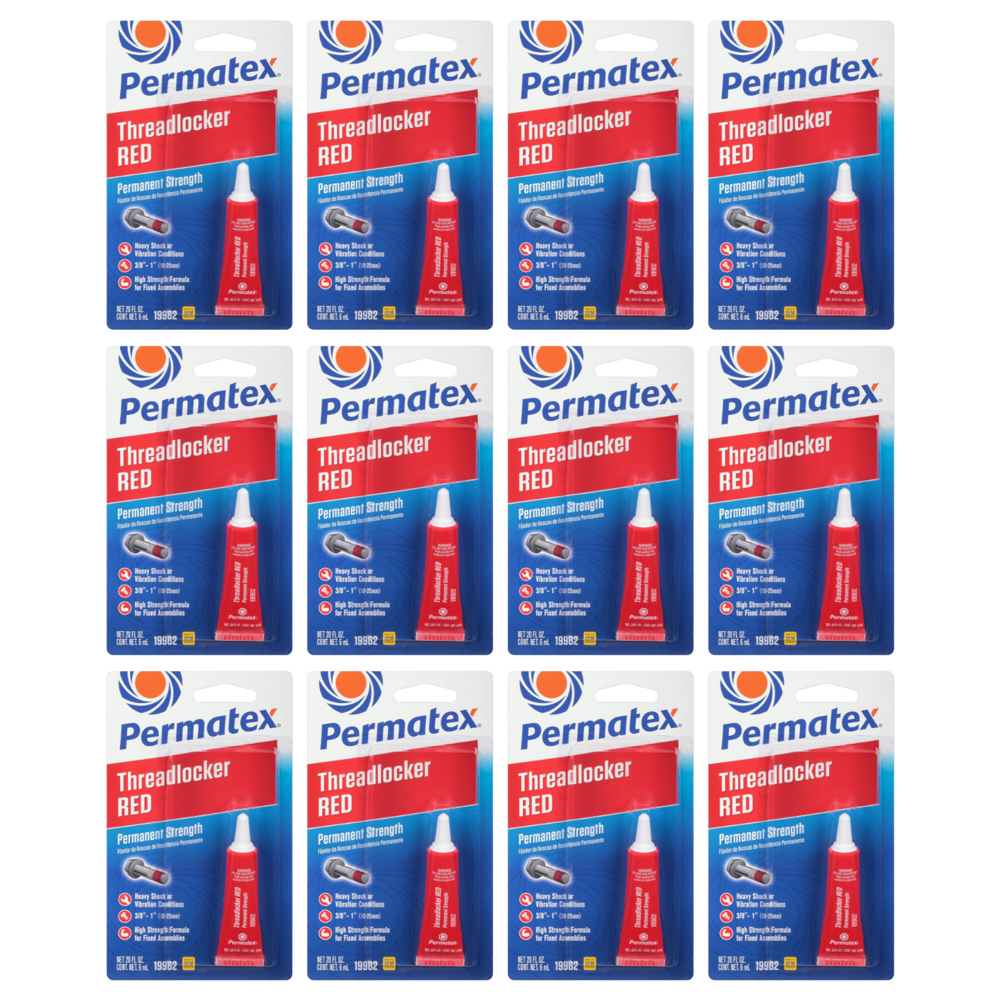 Permatex 19962 Permanent Strength Threadlocker Red, 6 ml Tube