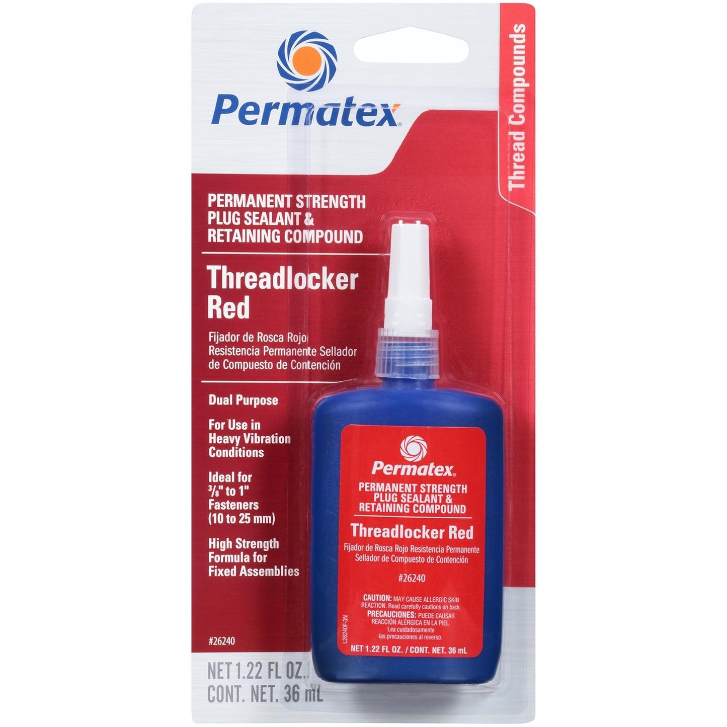 Permatex 26240 Permanent Strength Threadlocker Red 36 ml Bottle