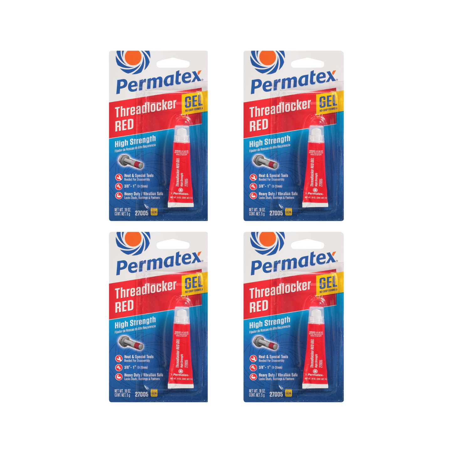 Permatex 27005 High Strength Threadlocker Red Gel Squeeze 5 g