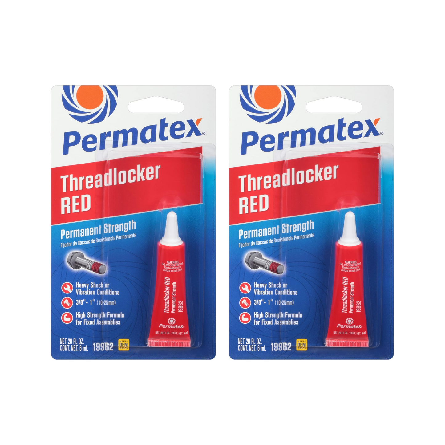 Permatex 19962 Permanent Strength Threadlocker Red, 6 ml Tube