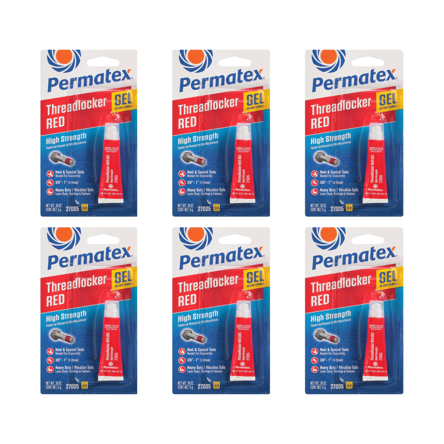 Permatex 27005 High Strength Threadlocker Red Gel Squeeze 5 g