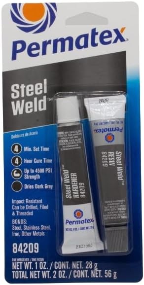 Permatex 84209 PermaPoxy 4 Minute Multi-Metal Epoxy 1 oz. Tubes Grey