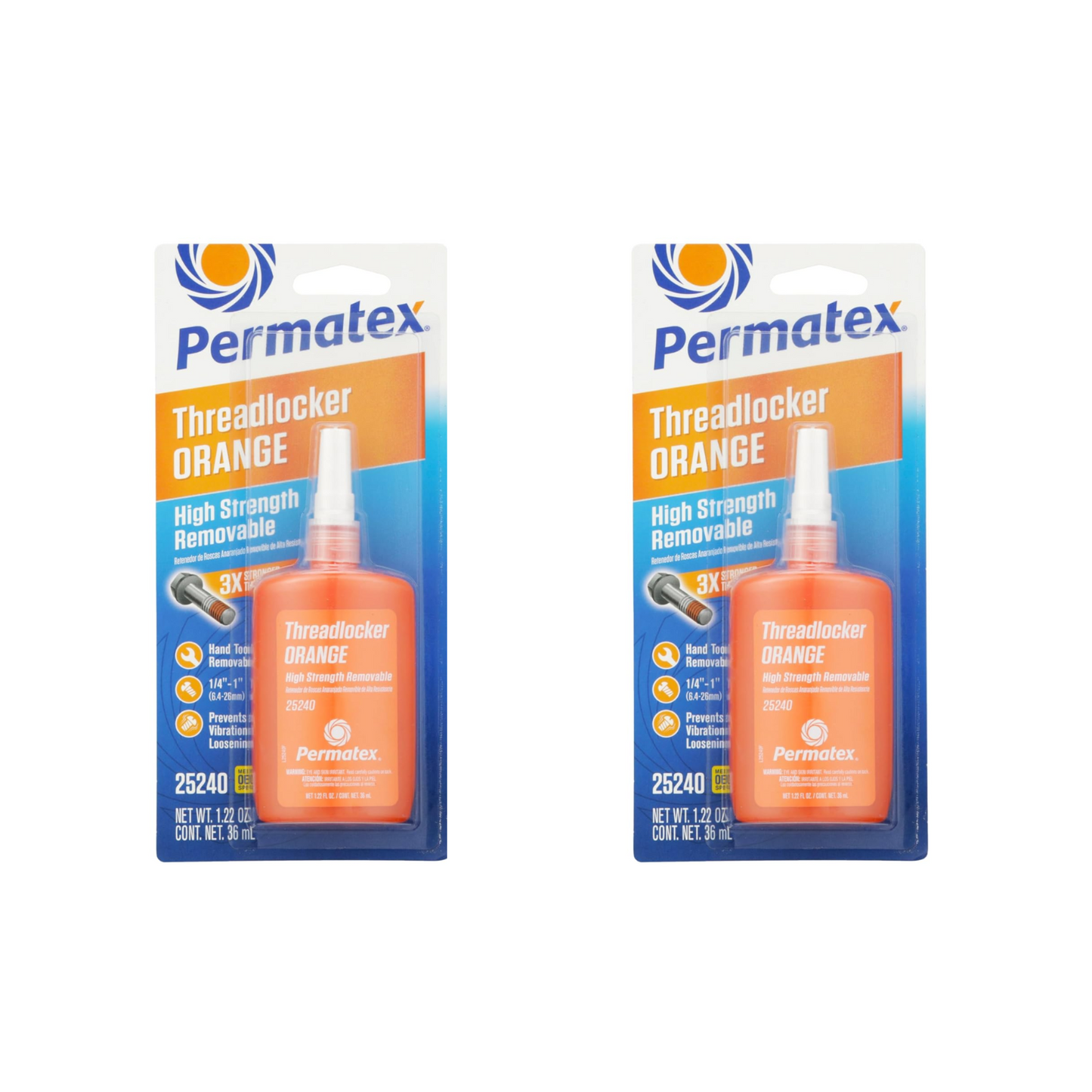 Permatex 25240 High Strength Removable Threadlocker Orange Liquid 36 ml
