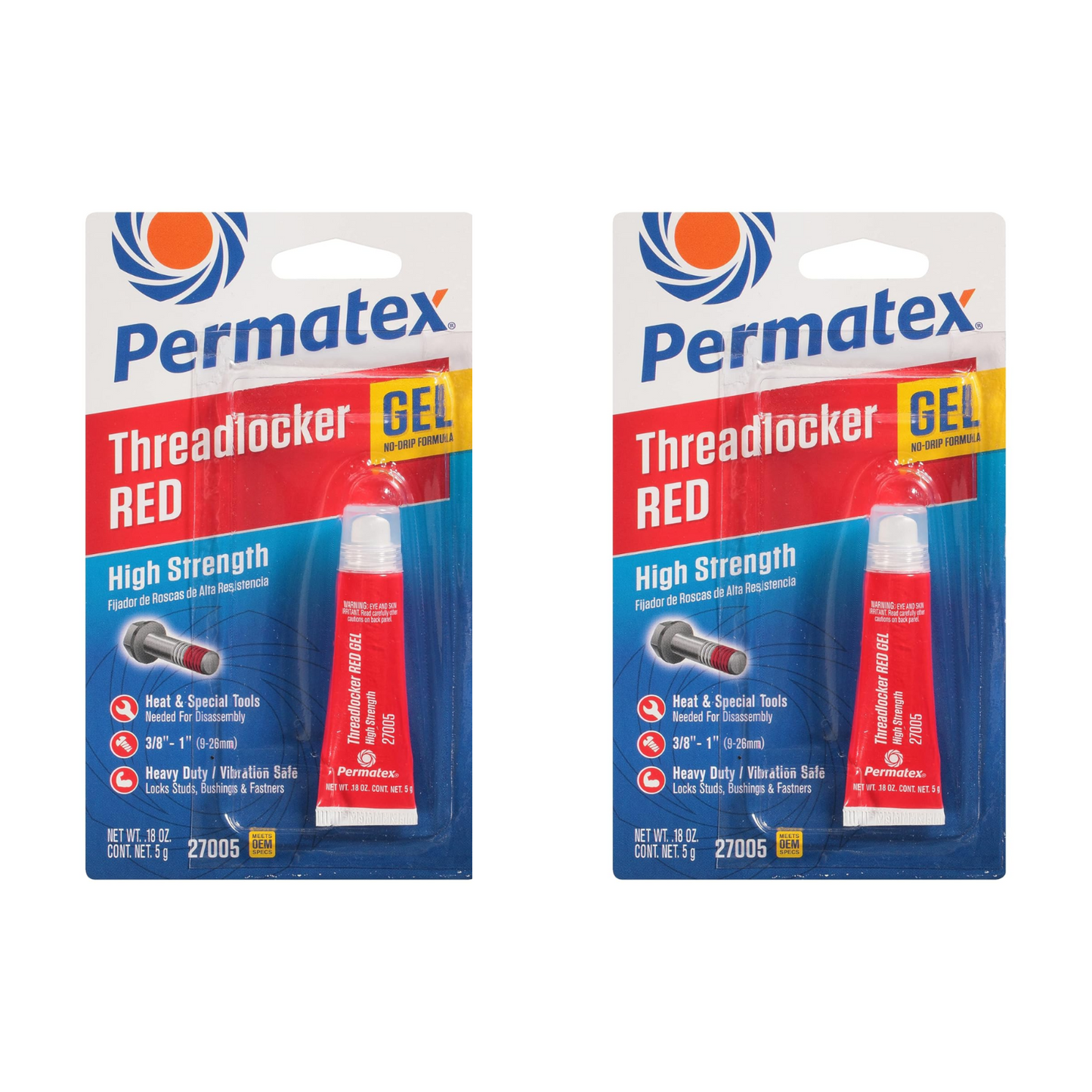 Permatex 27005 High Strength Threadlocker Red Gel Squeeze 5 g