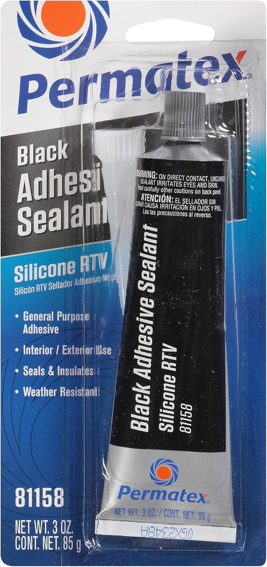 Permatex 81158 Black Silicone Adhesive Sealant, 0.3 oz. Tube