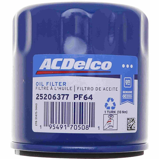 Front View of Engine Oil Filter AC DELCO PF64