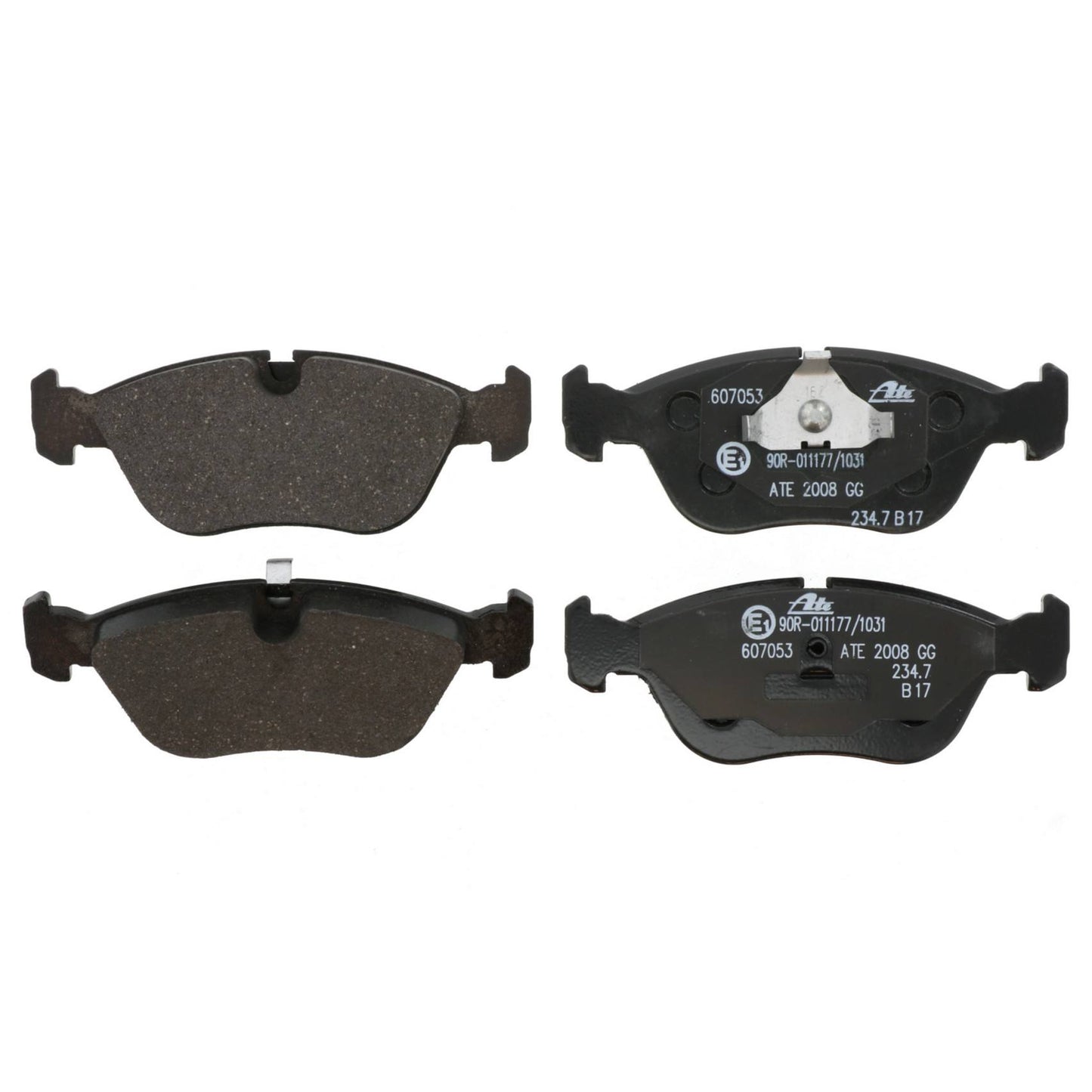 Front View of Front Disc Brake Pad Set ATE 607053