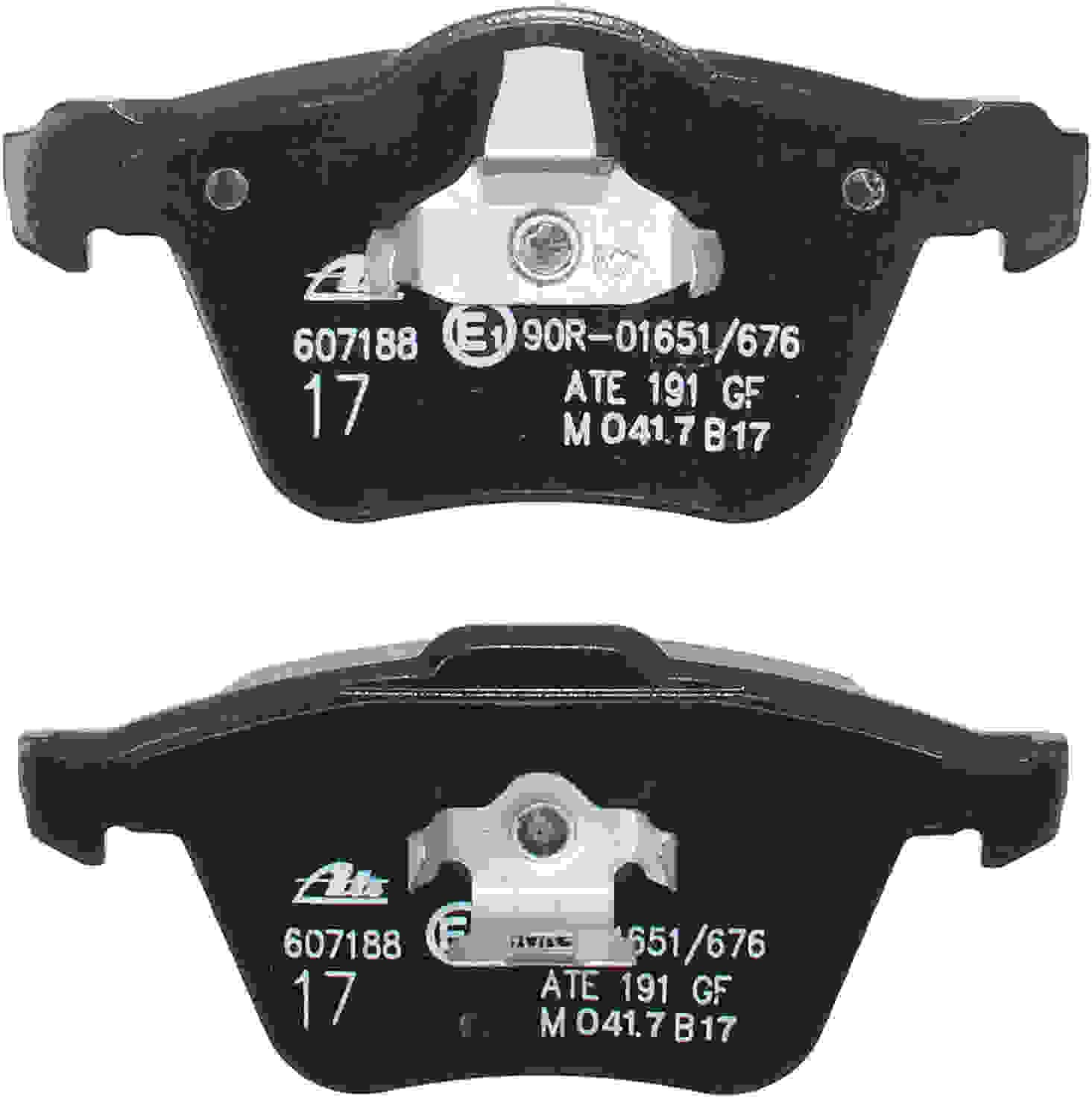 Back View of Front Disc Brake Pad Set ATE 607188