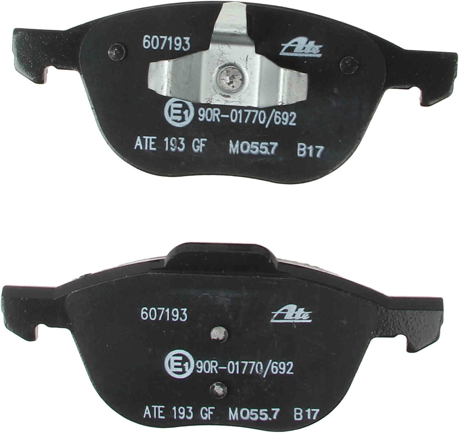 Bottom View of Front Disc Brake Pad Set ATE 607193