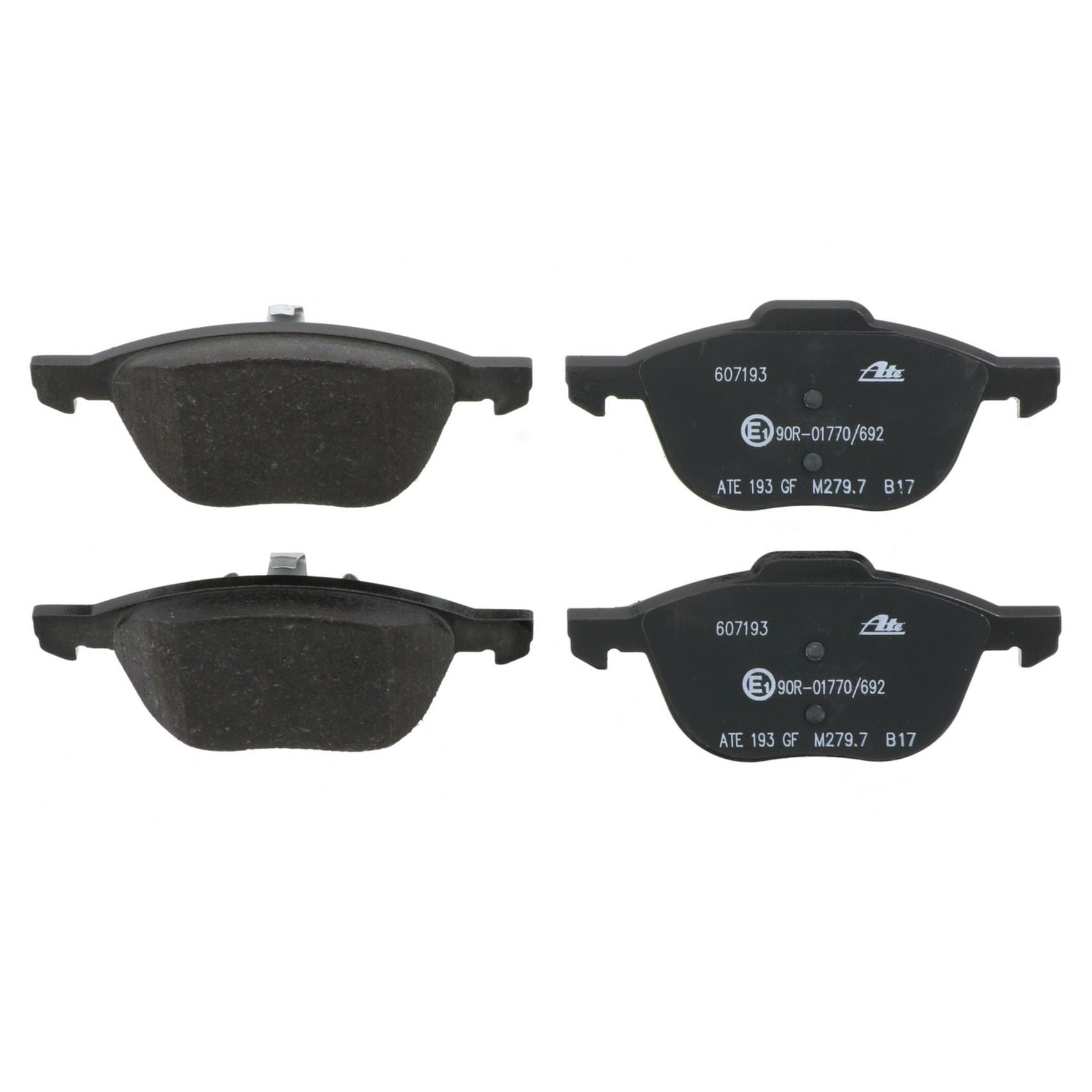 Front View of Front Disc Brake Pad Set ATE 607193