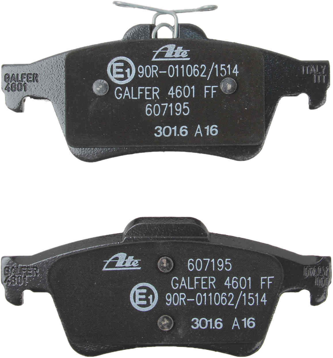 Back View of Rear Disc Brake Pad Set ATE 607195