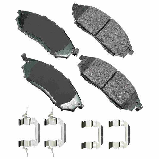 Front View of Front Disc Brake Pad Set AKEBONO ACT888B