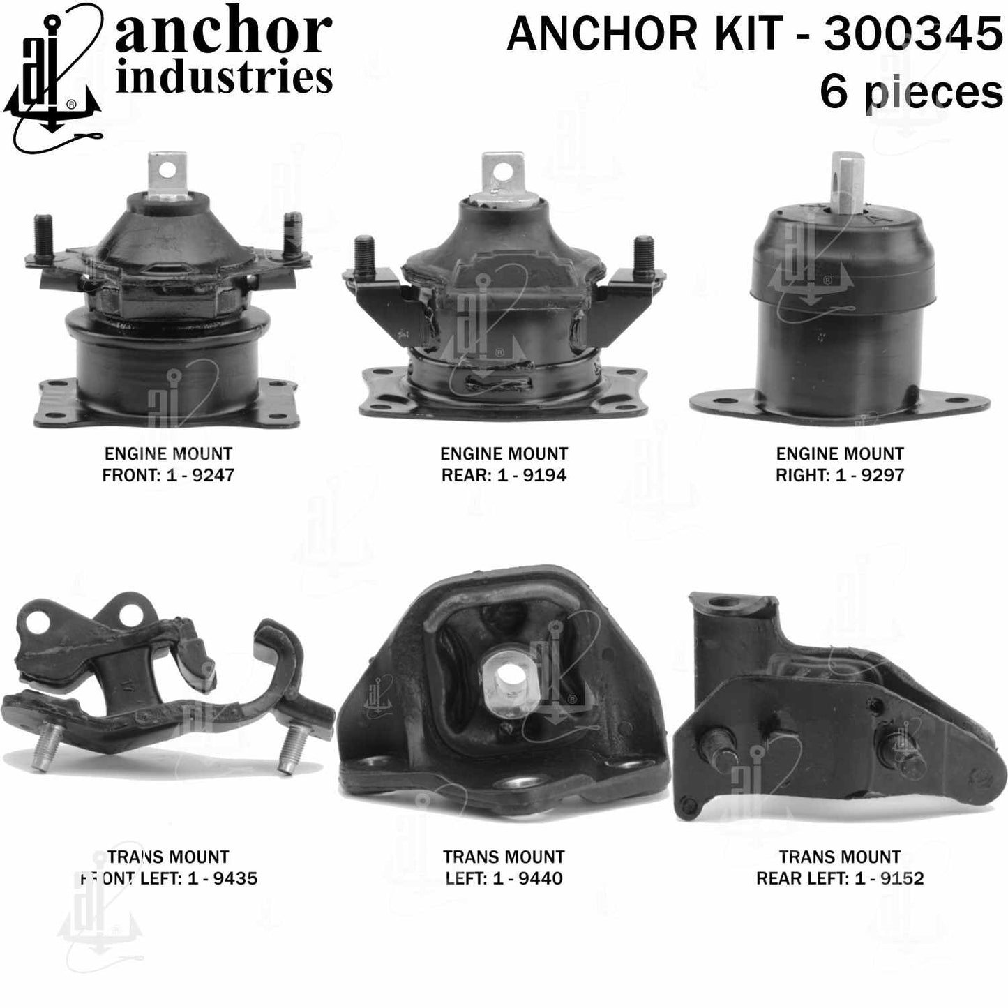 Front View of Engine Mount Kit ANCHOR 300345