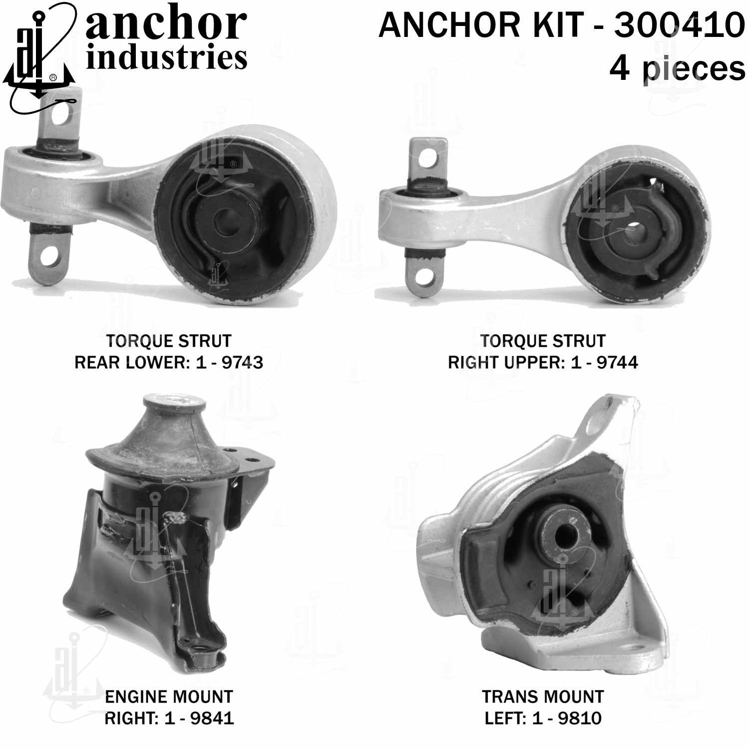 Front View of Engine Mount Kit ANCHOR 300410