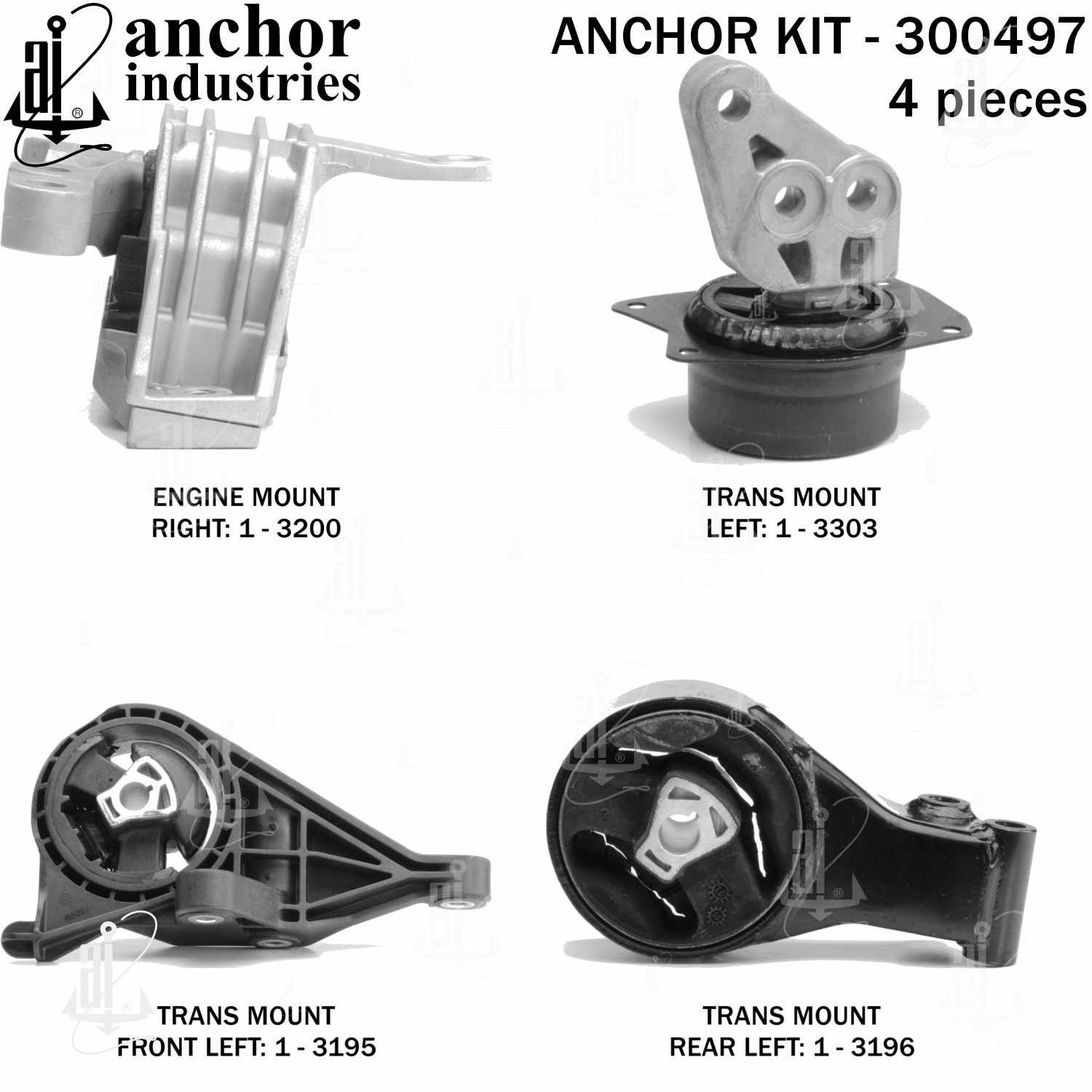 Front View of Engine Mount Kit ANCHOR 300497