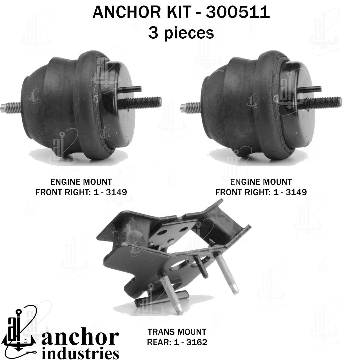 Front View of Engine Mount Kit ANCHOR 300511