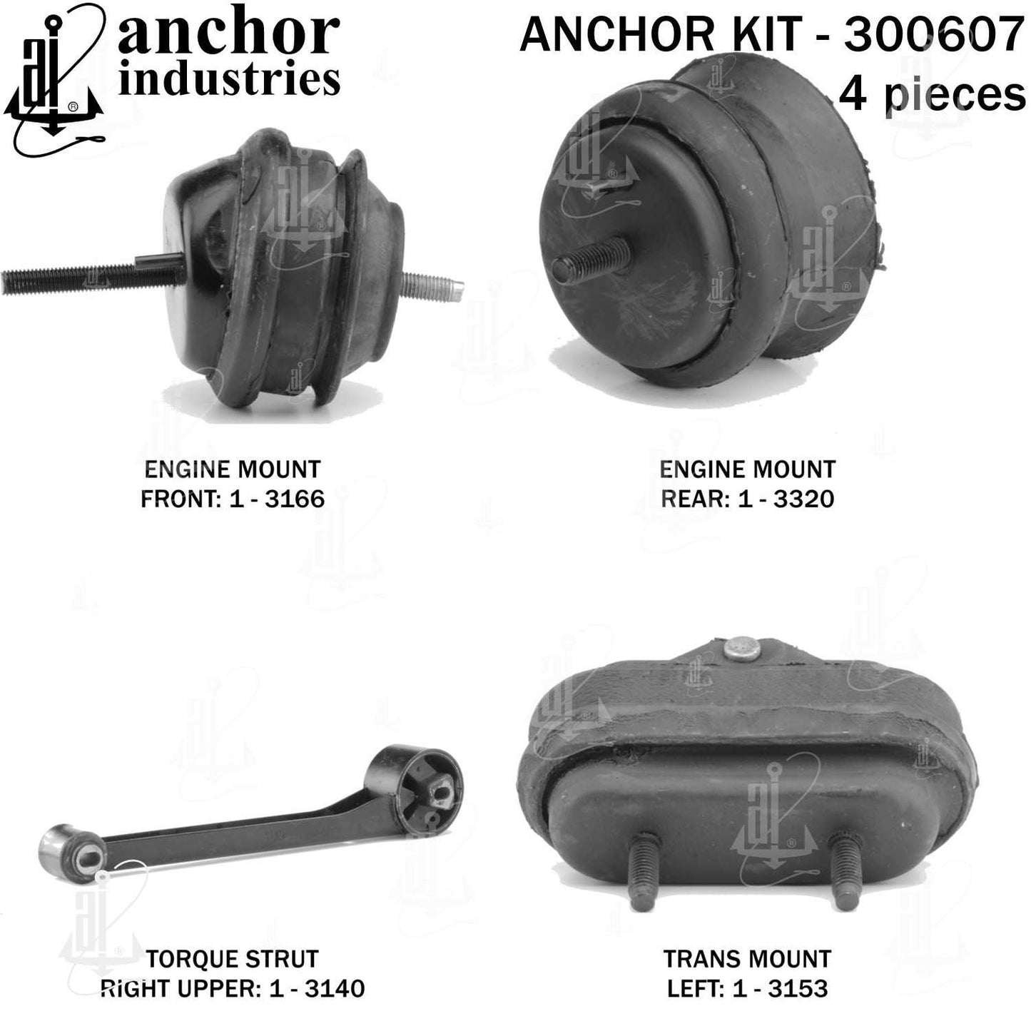 Front View of Engine Mount Kit ANCHOR 300607