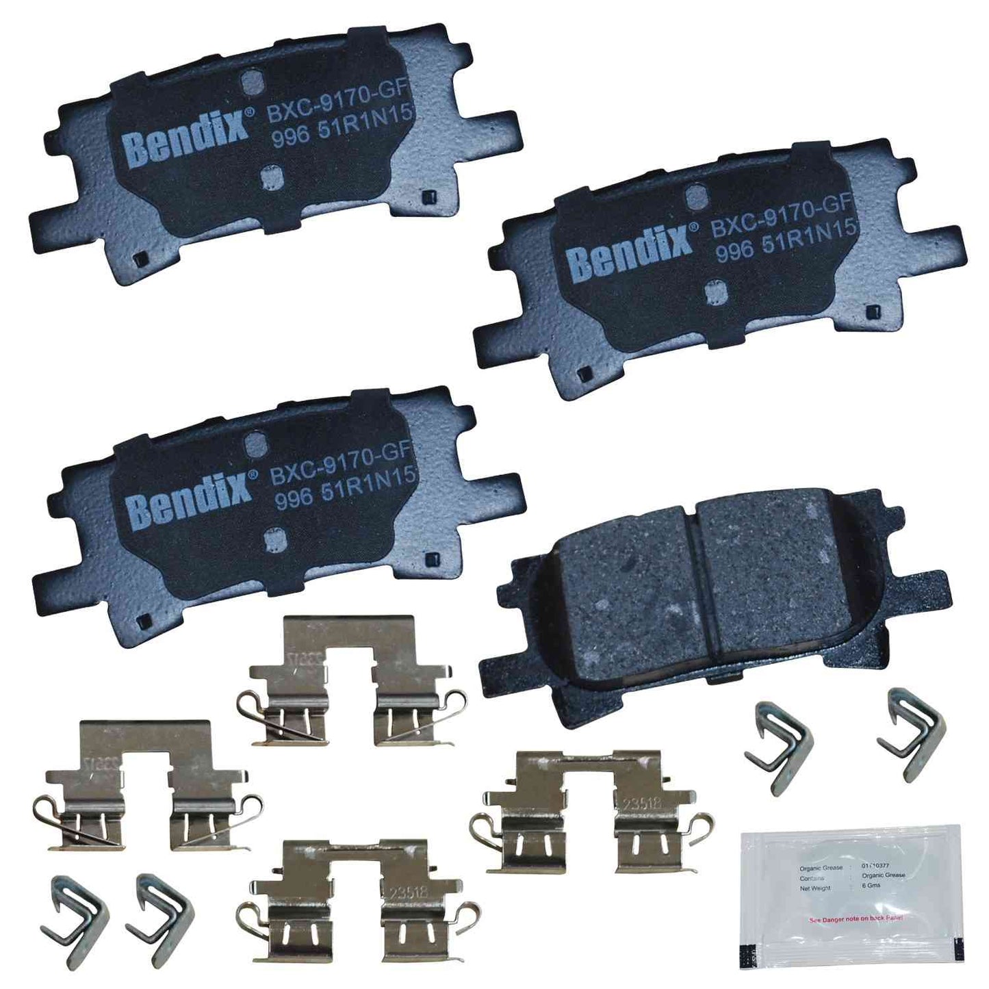 Front View of Rear Disc Brake Pad Set BENDIX CFC996