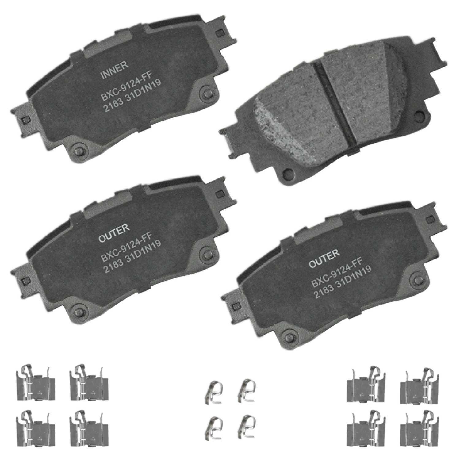 Front View of Rear Disc Brake Pad Set BENDIX SBC2183