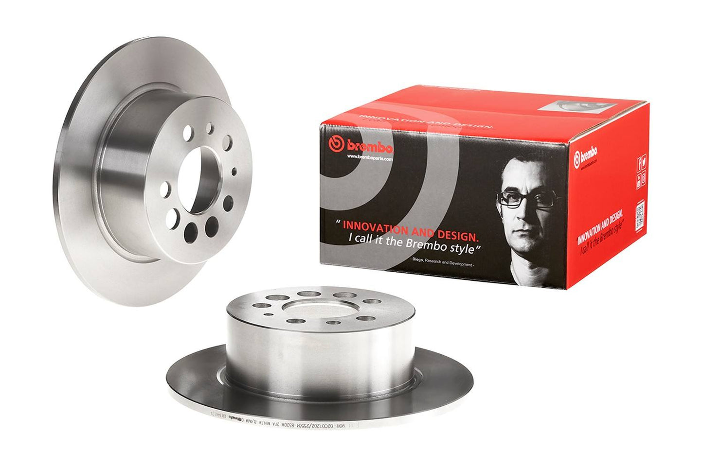 Front View of Rear Disc Brake Rotor BREMBO 08.3441.24