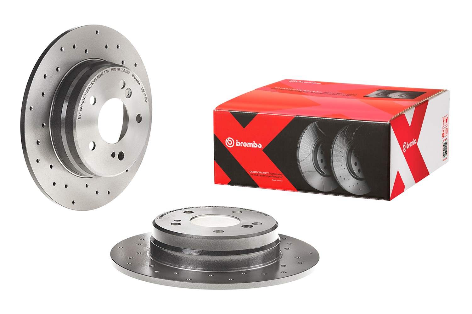 Front View of Rear Disc Brake Rotor BREMBO 08.5178.3X