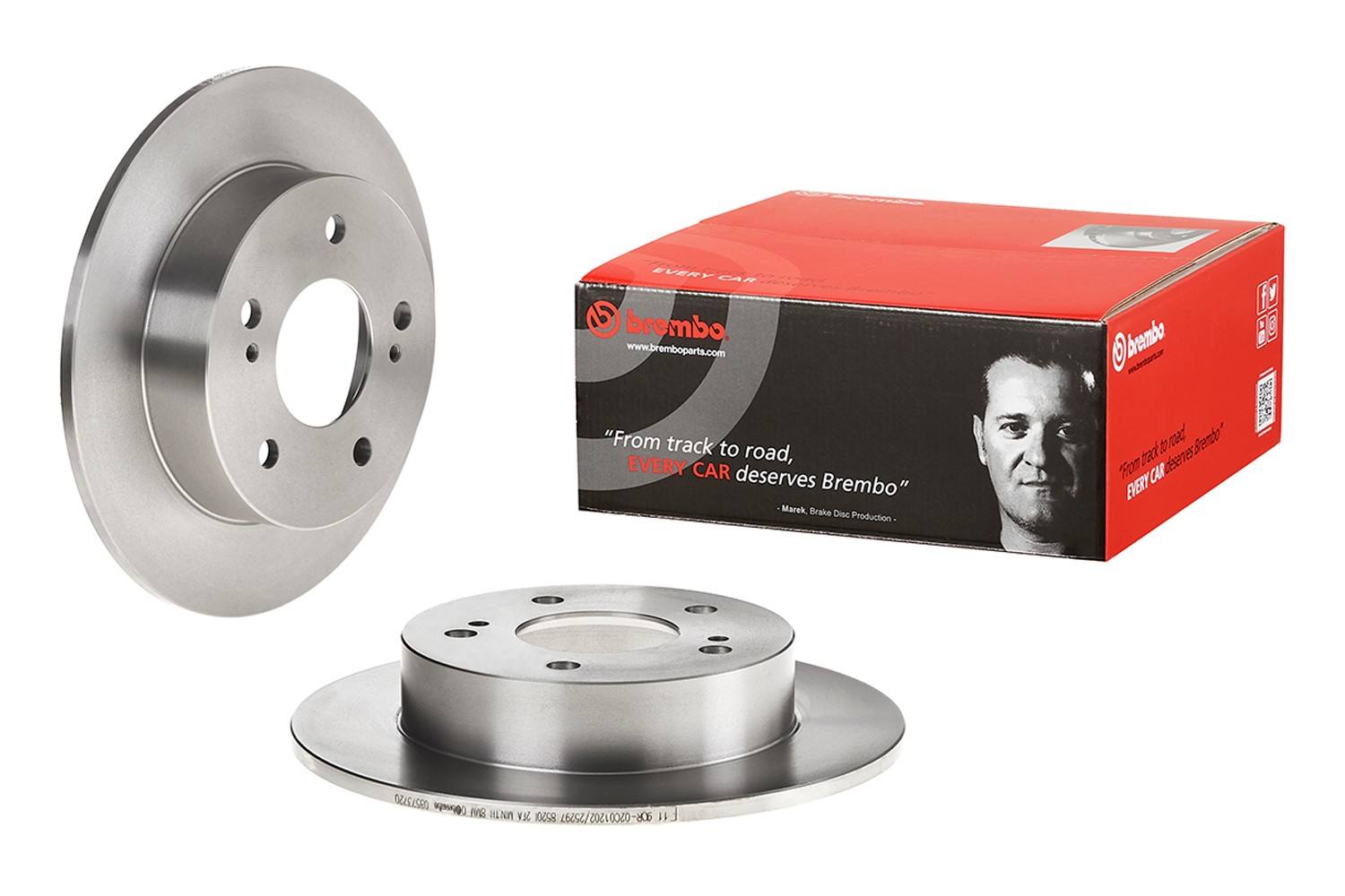 Front View of Rear Disc Brake Rotor BREMBO 08.5737.20