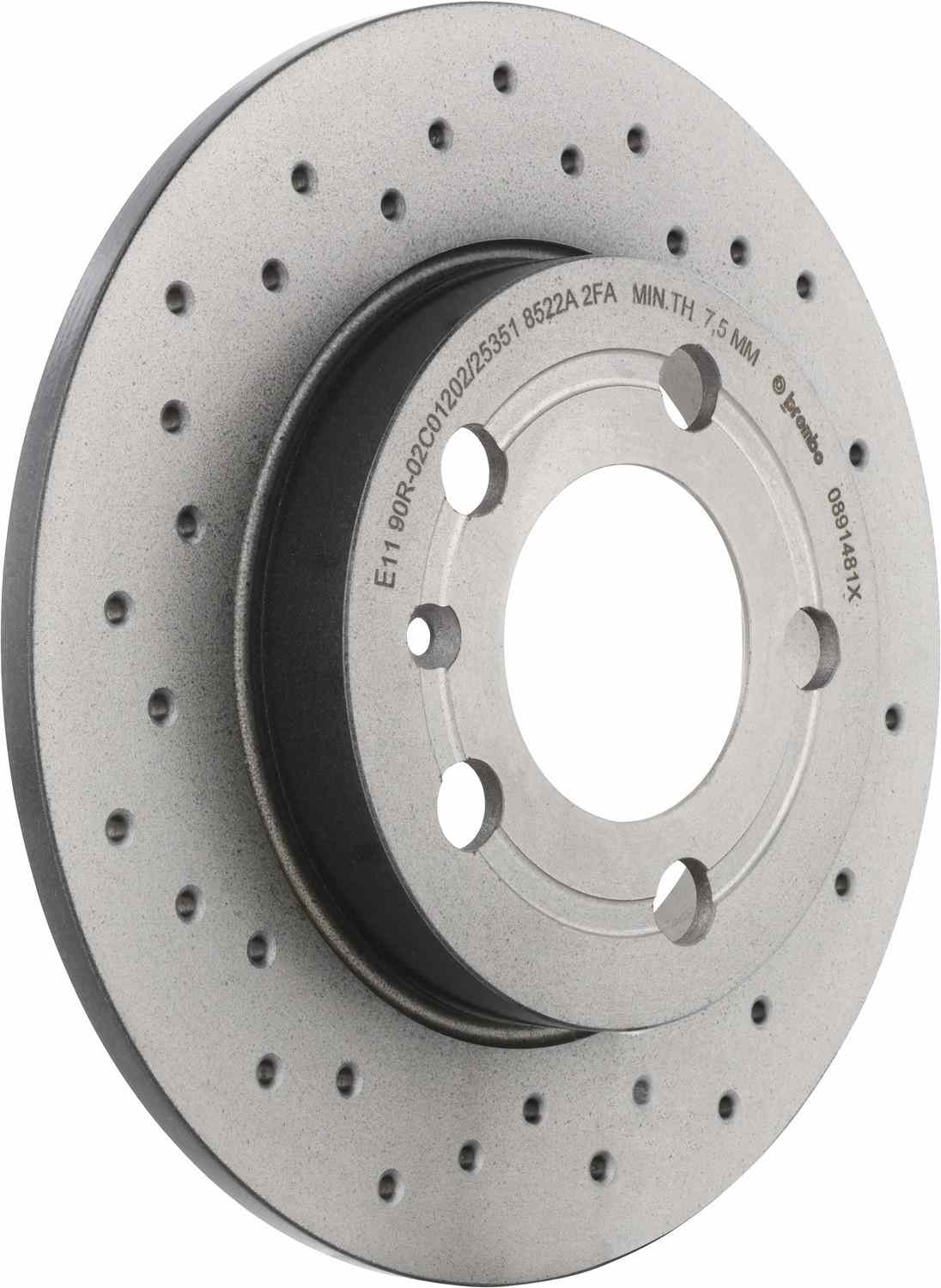 Angle View of Rear Disc Brake Rotor BREMBO 08.9148.1X