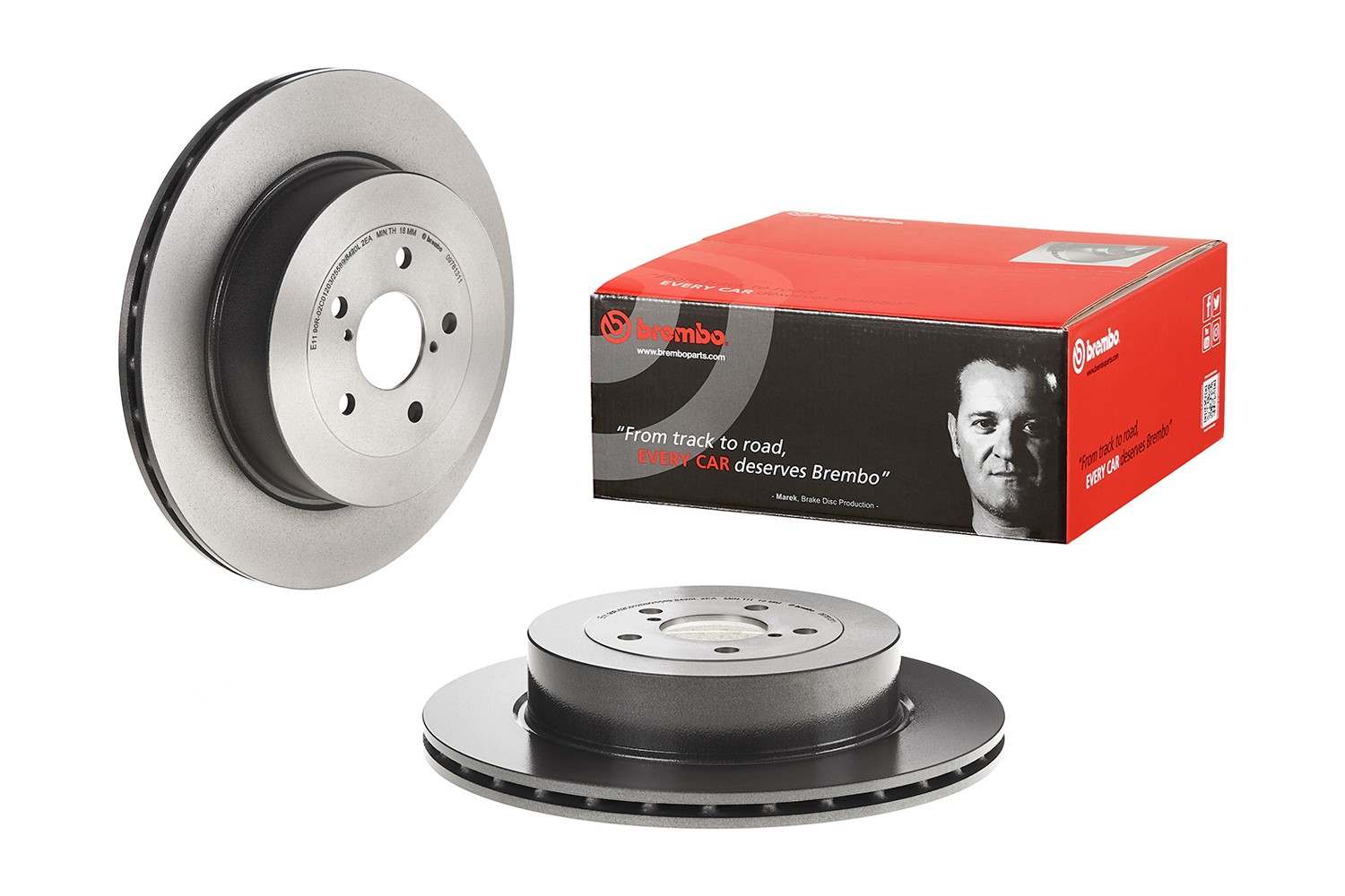 Front View of Rear Disc Brake Rotor BREMBO 09.7813.11