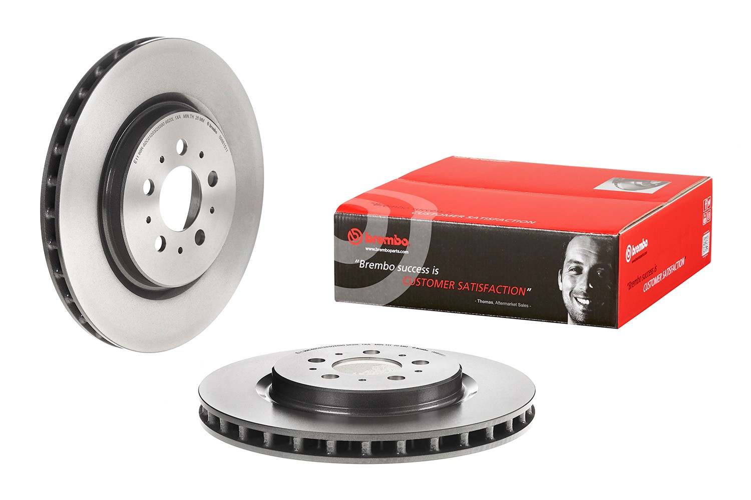 Front View of Rear Disc Brake Rotor BREMBO 09.8615.11