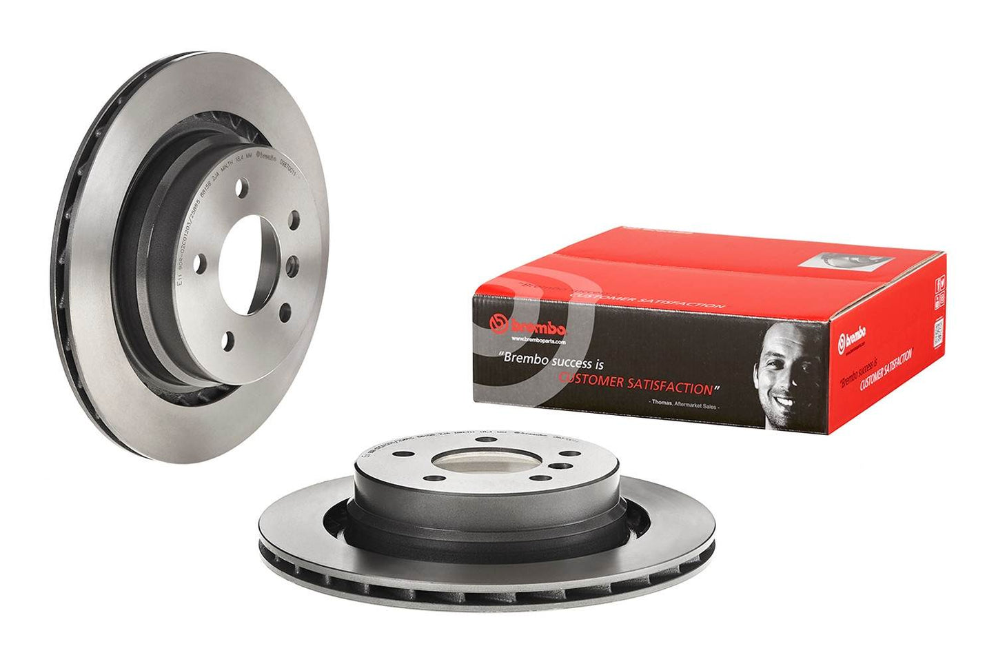 Front View of Rear Right Disc Brake Rotor BREMBO 09.8700.11