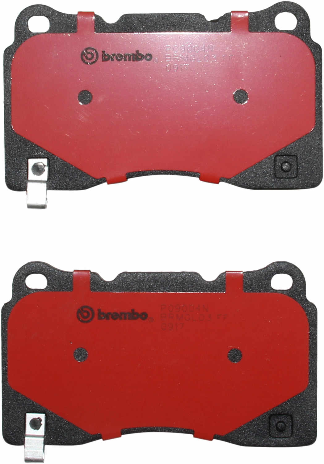 Bottom View of Front Disc Brake Pad Set BREMBO P09004N