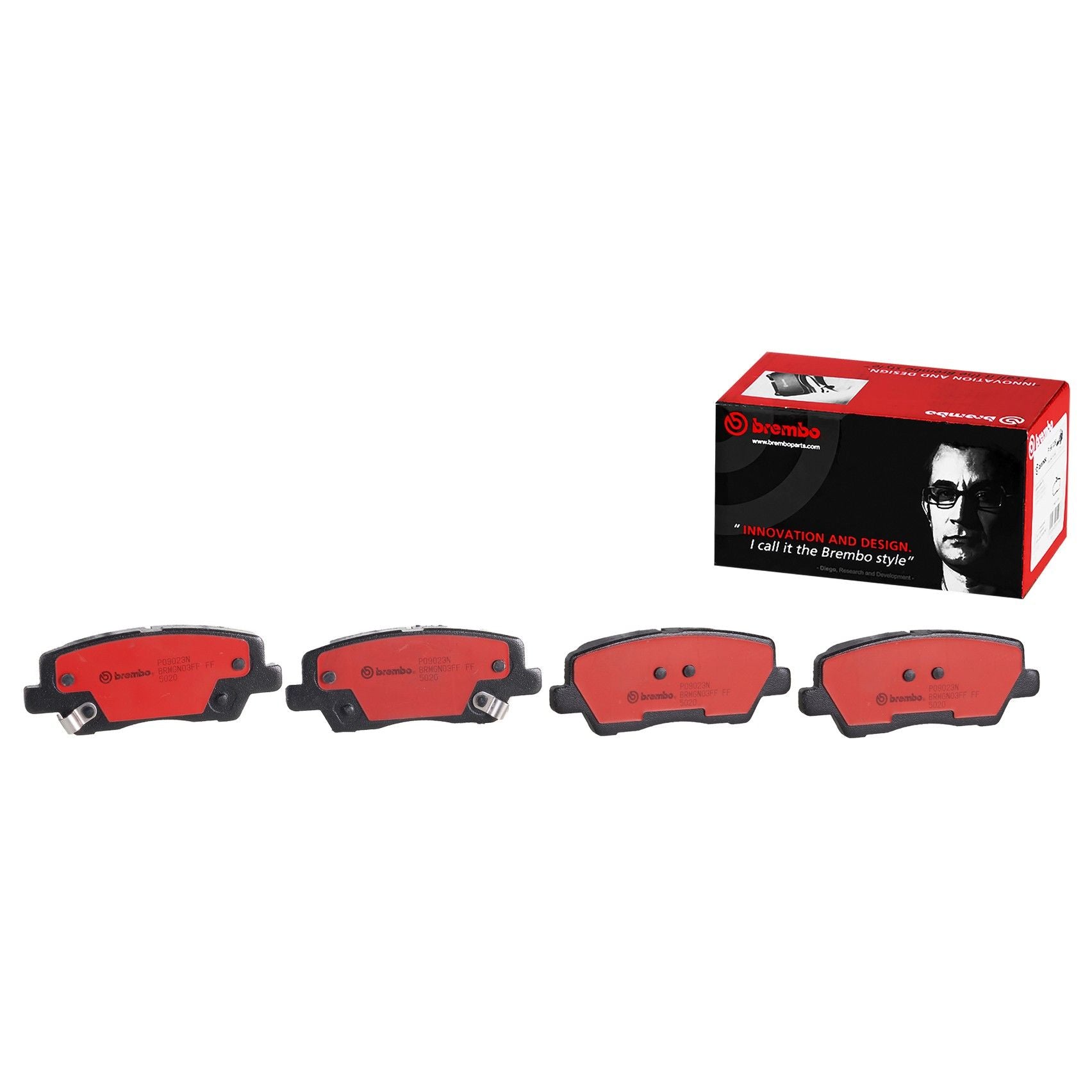 Front View of Rear Disc Brake Pad Set BREMBO P09023N