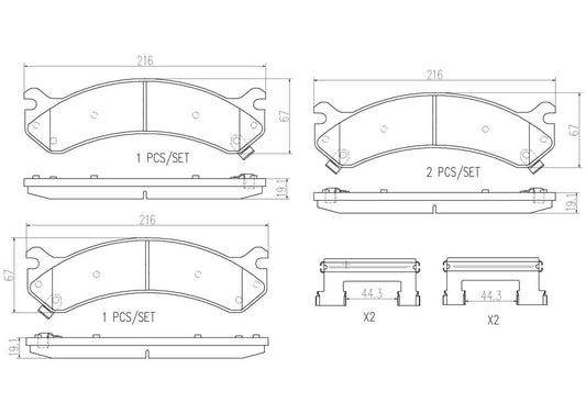 Top View of Front Disc Brake Pad Set BREMBO P10026N