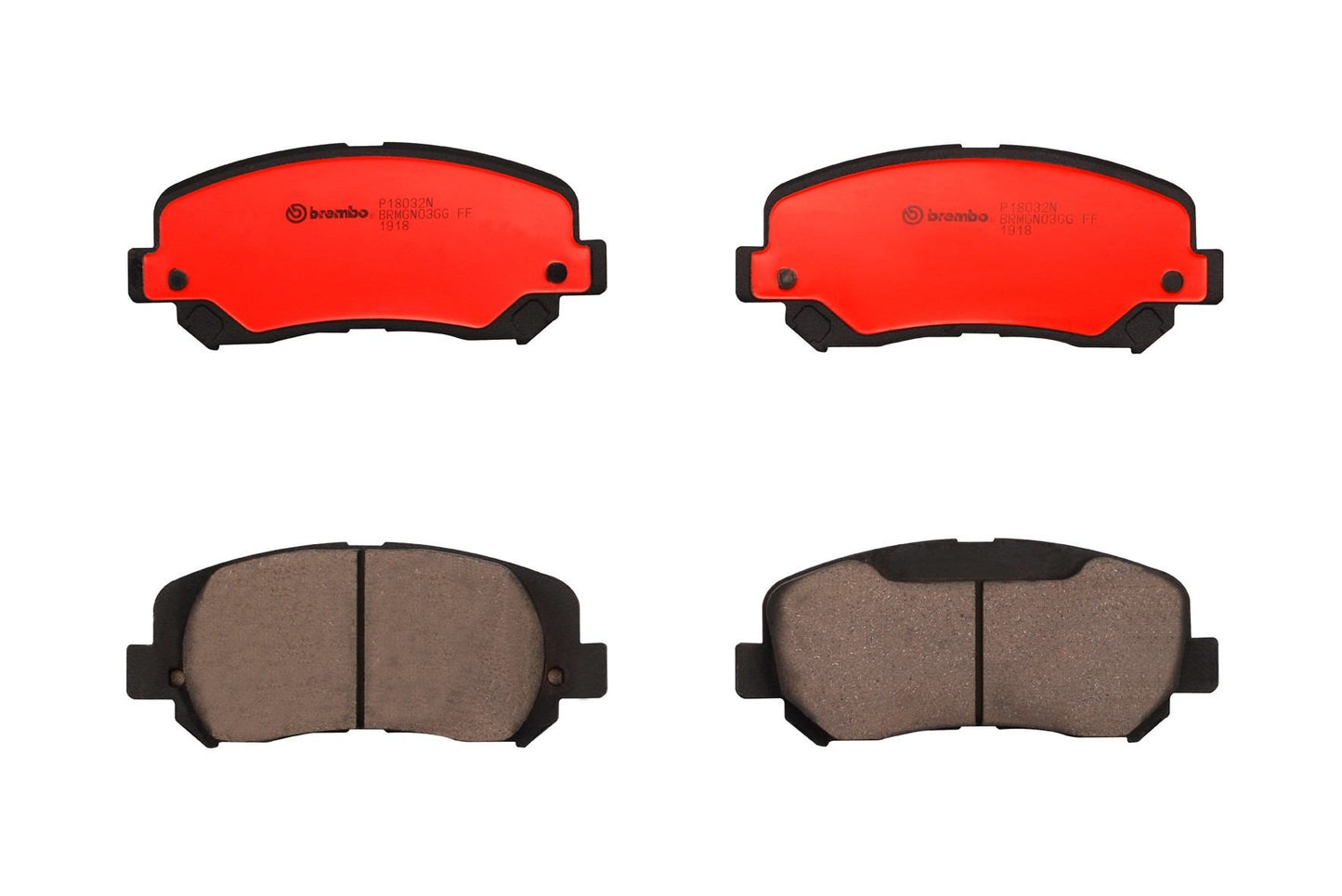 Top View of Front Disc Brake Pad Set BREMBO P18032N