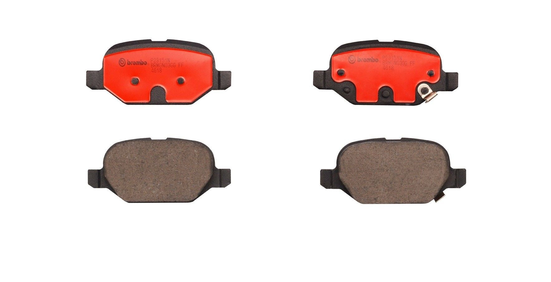 Top View of Rear Disc Brake Pad Set BREMBO P23151N