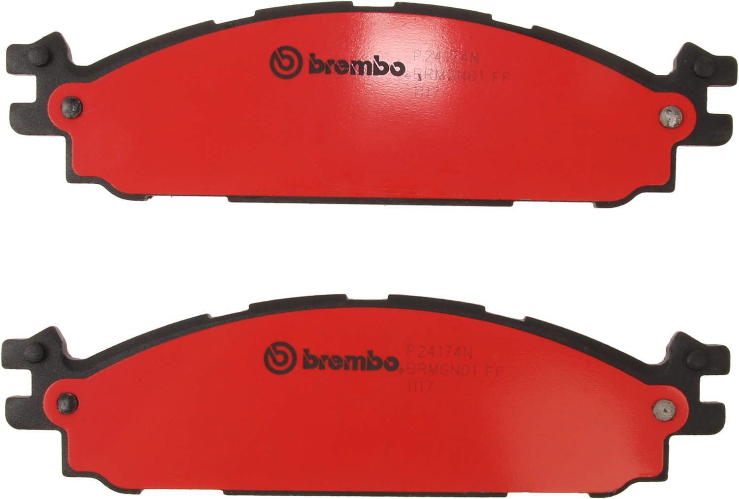 Bottom View of Front Disc Brake Pad Set BREMBO P24174N