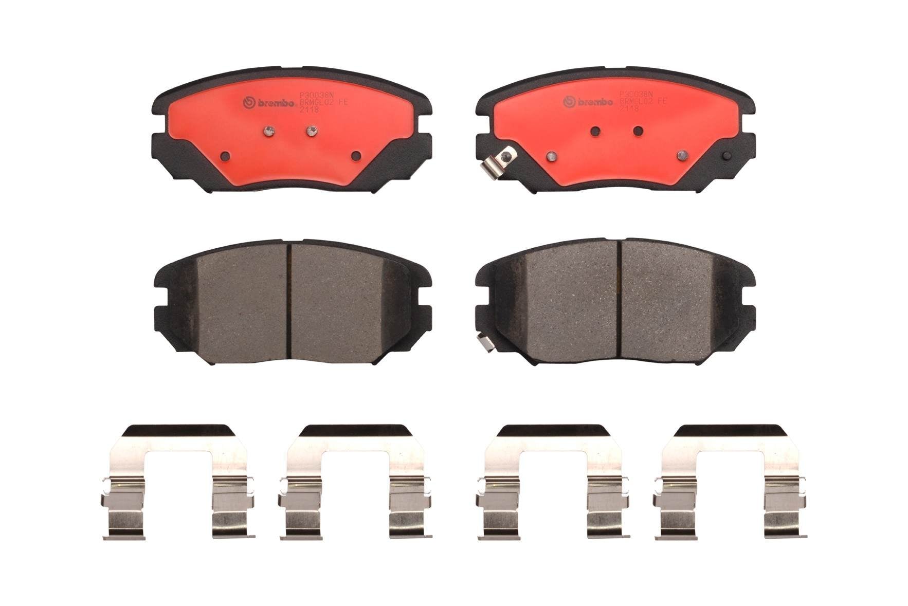 Top View of Front Disc Brake Pad Set BREMBO P30038N