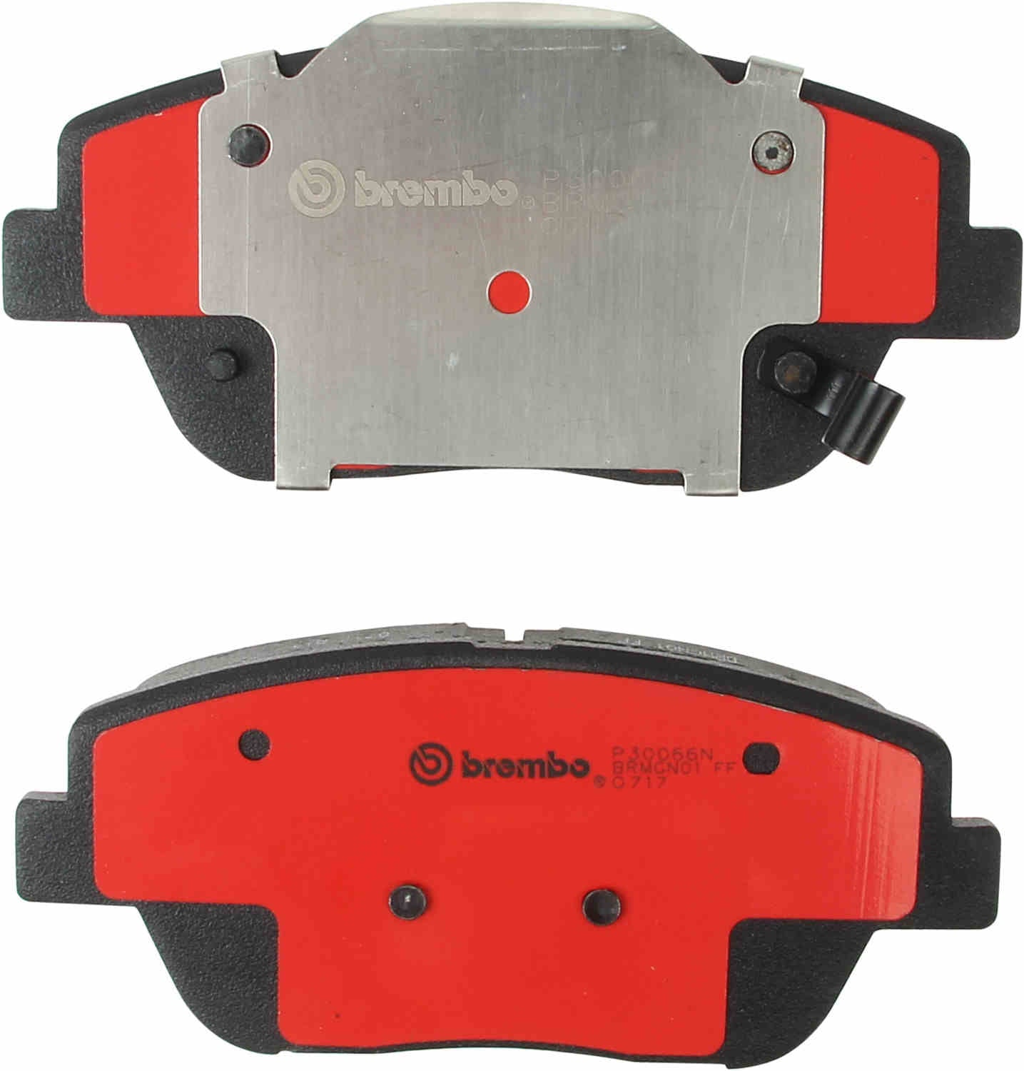 Bottom View of Front Disc Brake Pad Set BREMBO P30066N