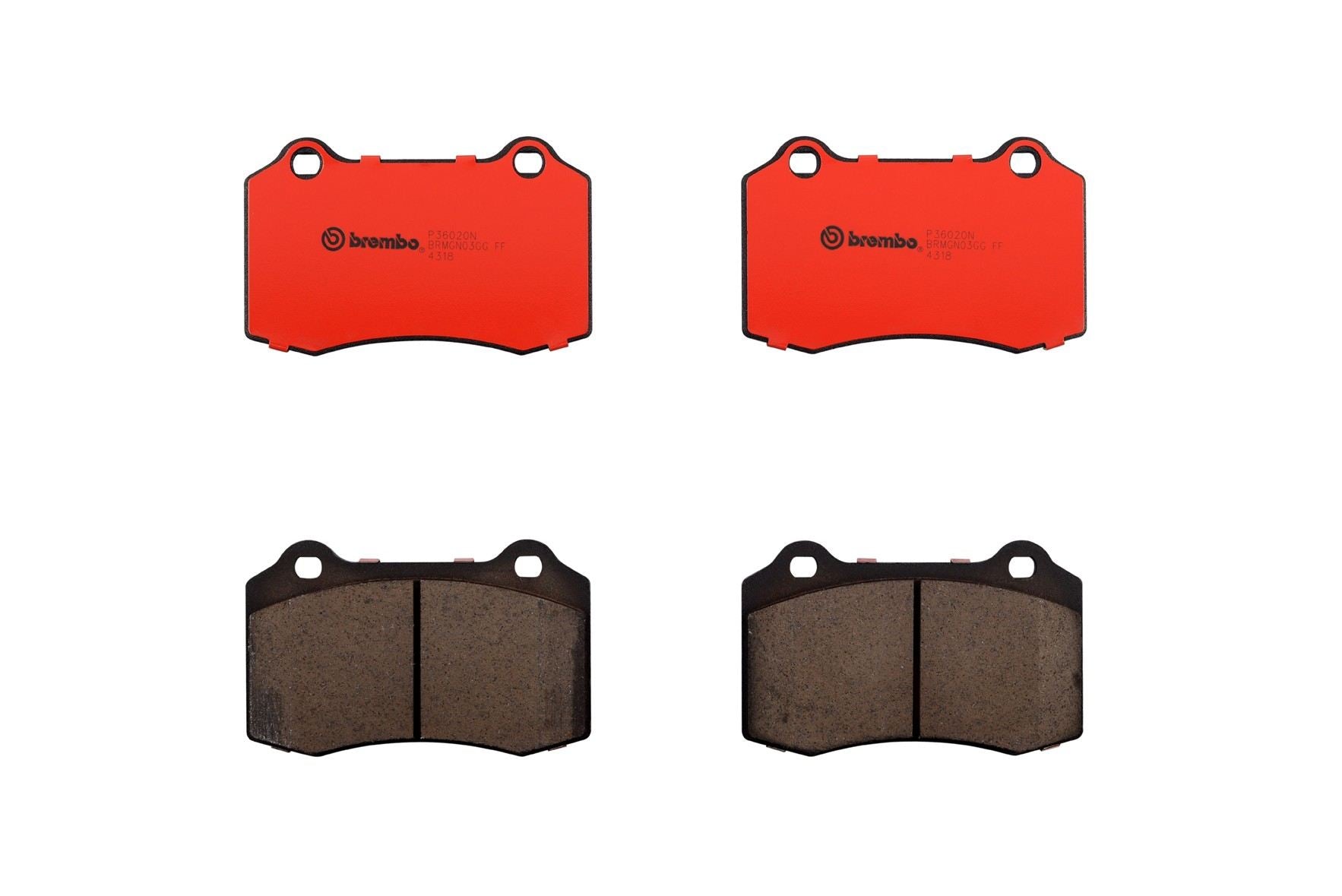 Top View of Rear Disc Brake Pad Set BREMBO P36020N