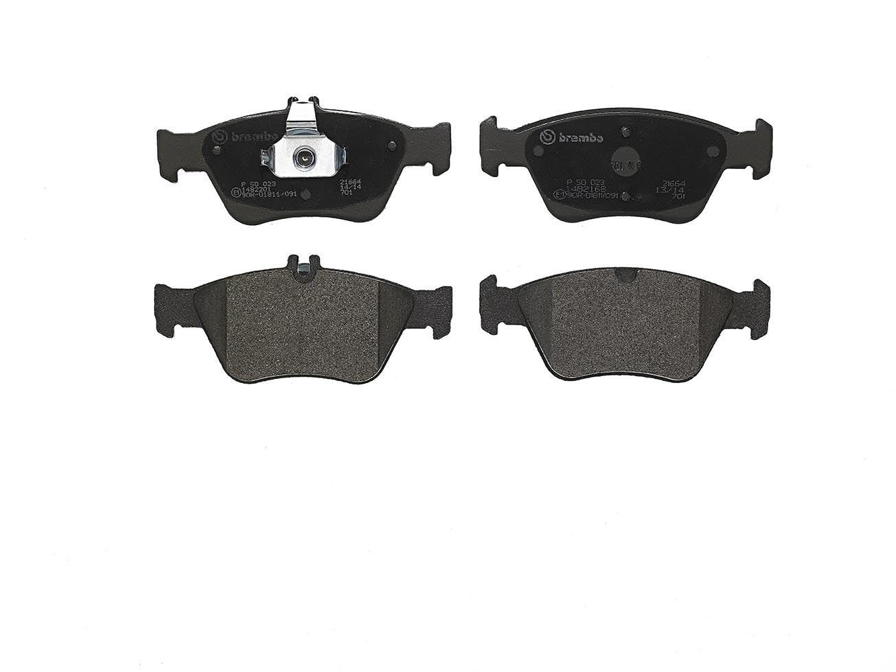 Top View of Front Disc Brake Pad Set BREMBO P50023