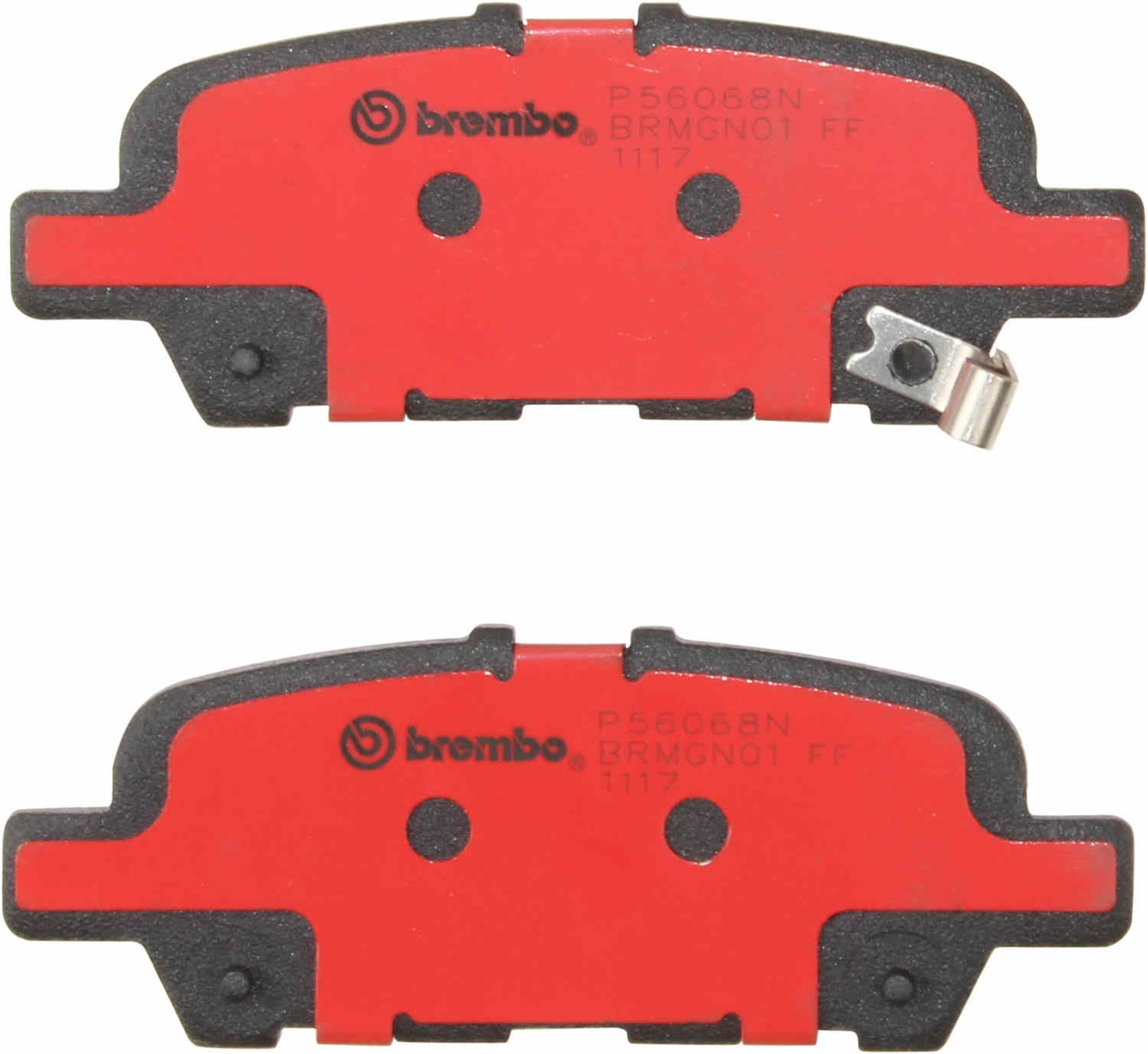 Bottom View of Rear Disc Brake Pad Set BREMBO P56068N