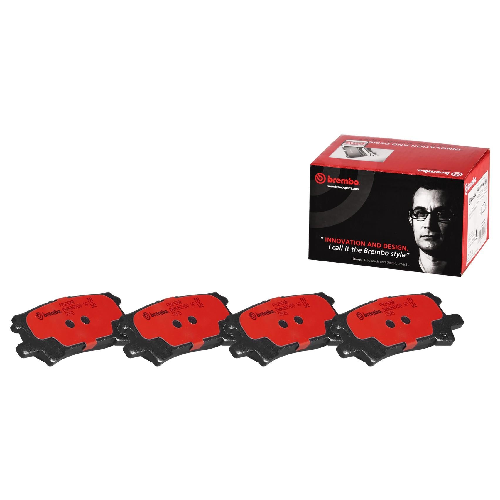 Front View of Rear Disc Brake Pad Set BREMBO P83068N