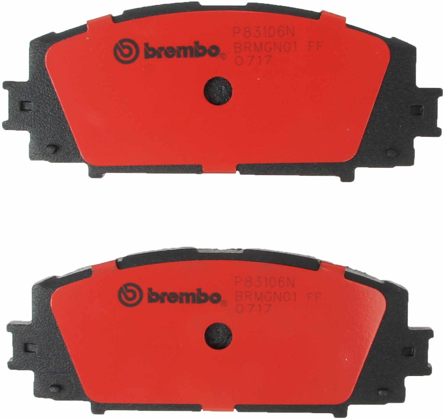 Bottom View of Front Disc Brake Pad Set BREMBO P83106N