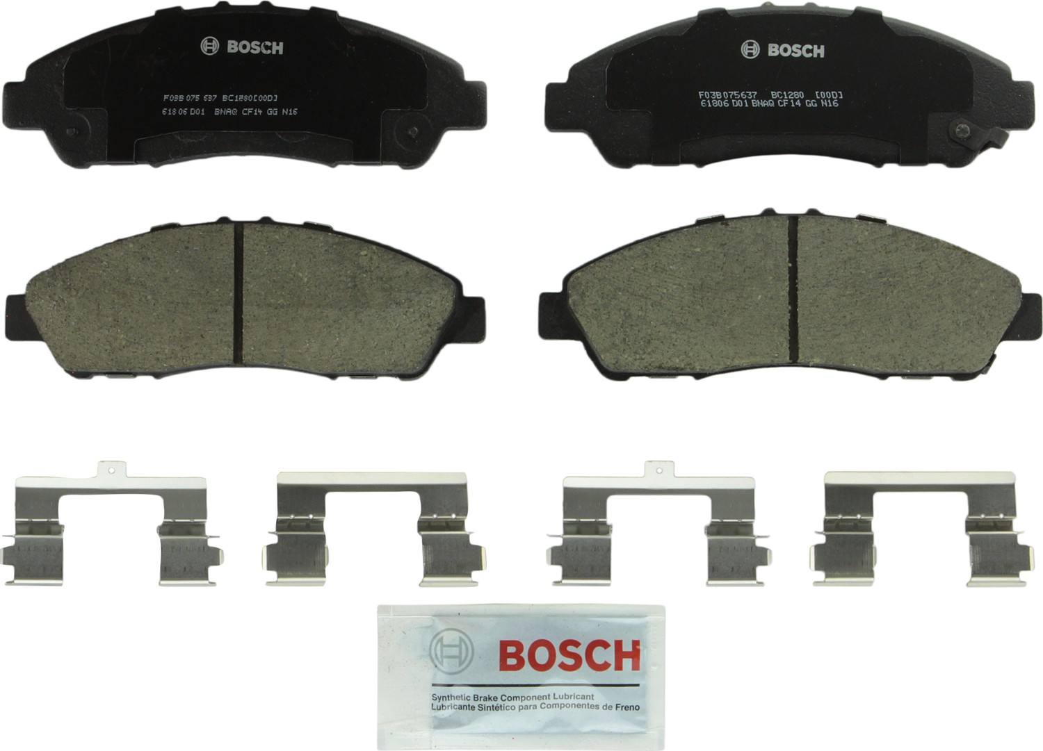 Front View of Front Disc Brake Pad Set BOSCH BC1280