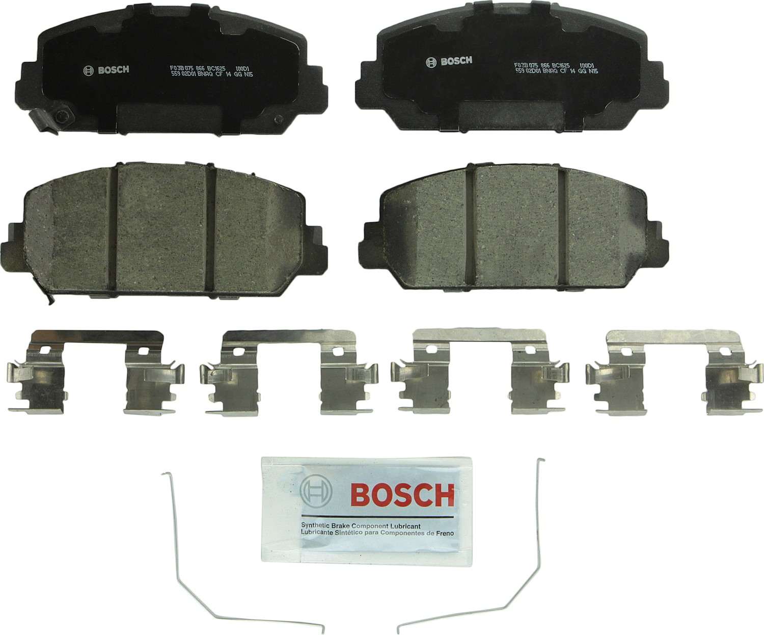 Front View of Front Disc Brake Pad Set BOSCH BC1625