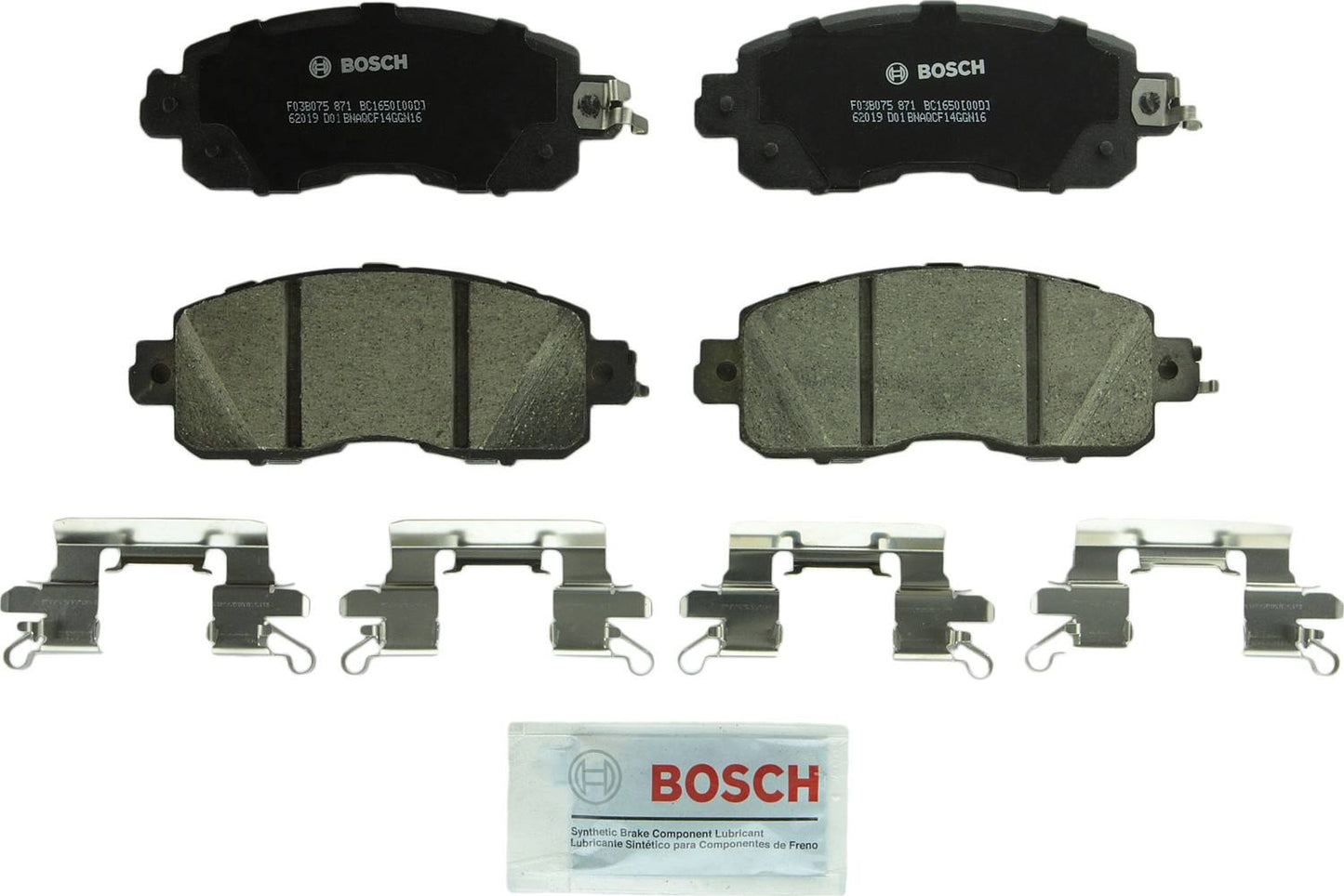 Front View of Front Disc Brake Pad Set BOSCH BC1650