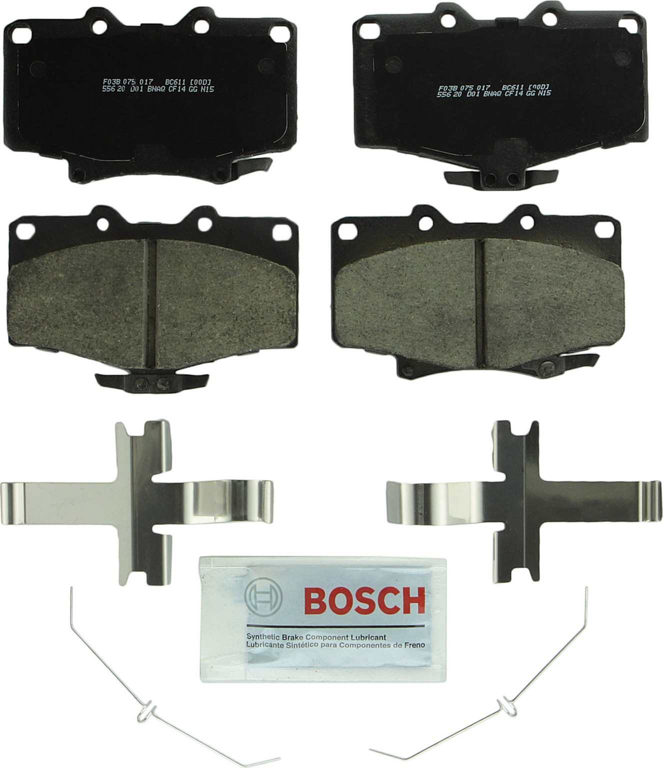 Front View of Front Disc Brake Pad Set BOSCH BC611